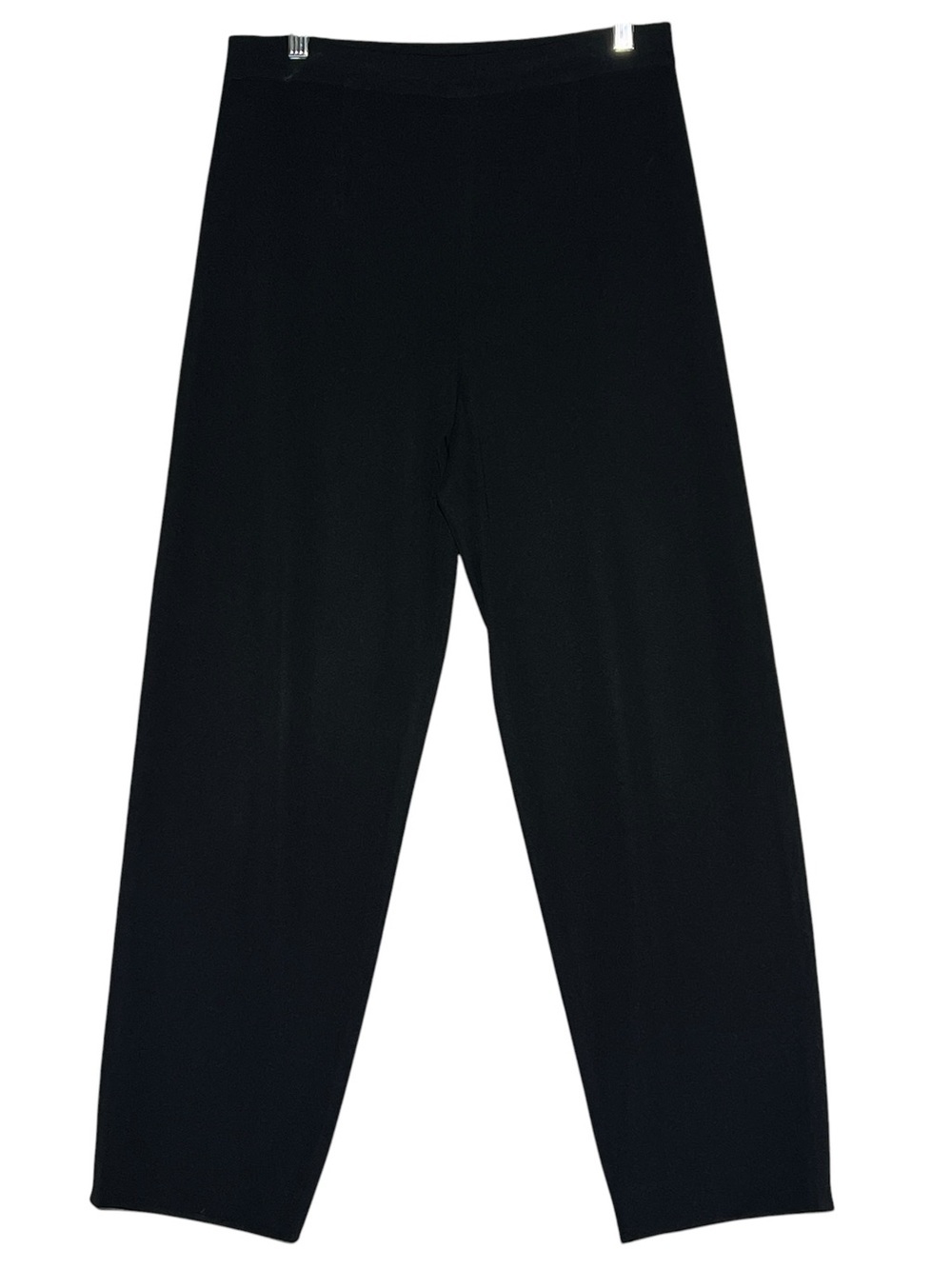 EXCLUSIVELY MISOOK Black Knit Stretch Elastic Waist Straight Leg Pants M - Picture 2 of 11